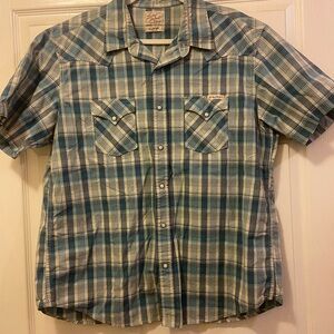 Lucky Brand Blue and Cream Checkered Shirt
